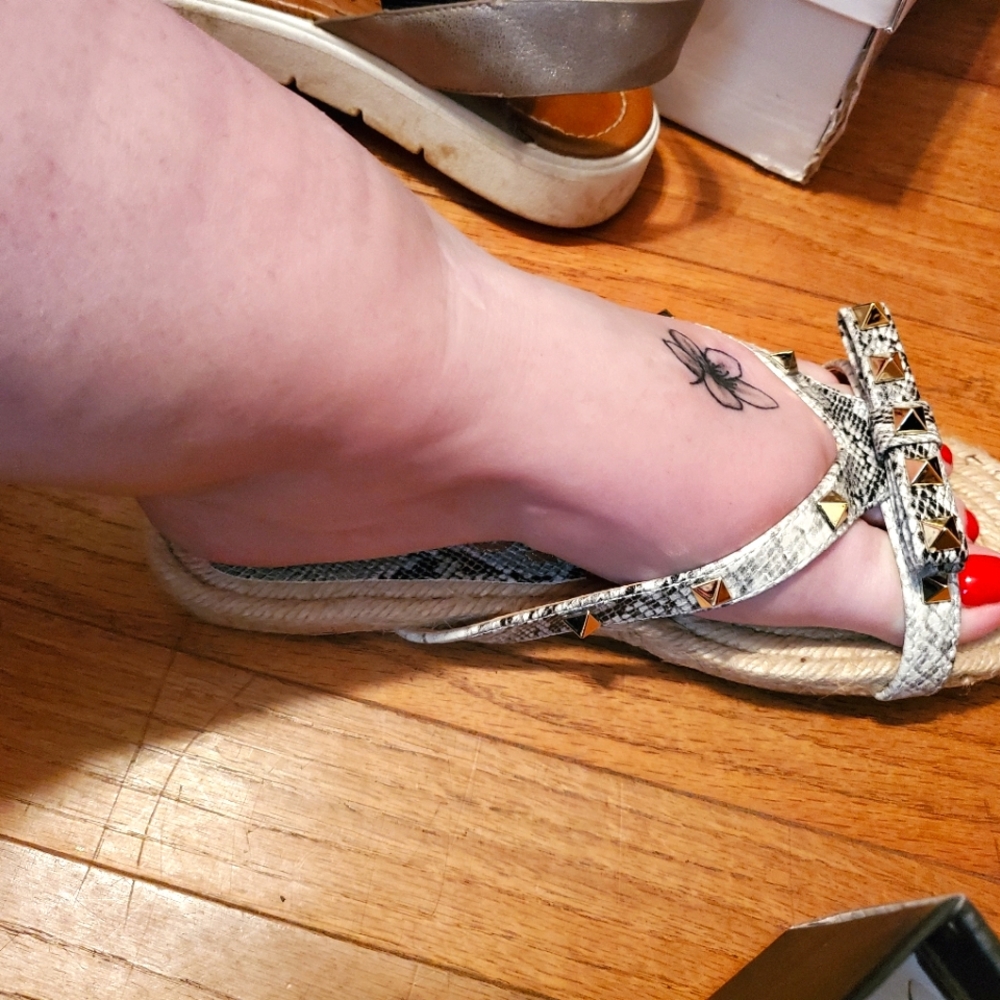 Snakeskin studded sandals